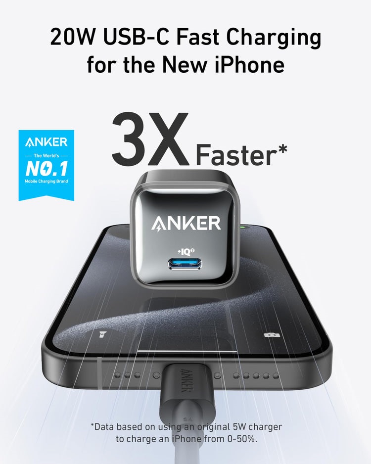 Black Anker 511 Charger ((Nano Pro) with 6 ft USB-C Cable Chargers | MU698379V4