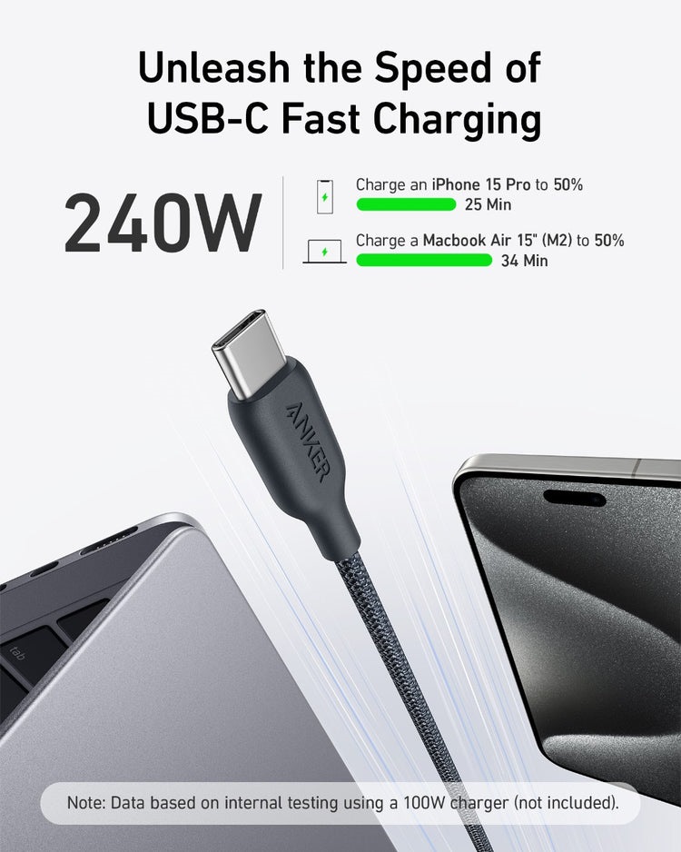 Black Anker 543 USB-C to USB-C Cable ((Bio-Braided) Cables | JG835563L0