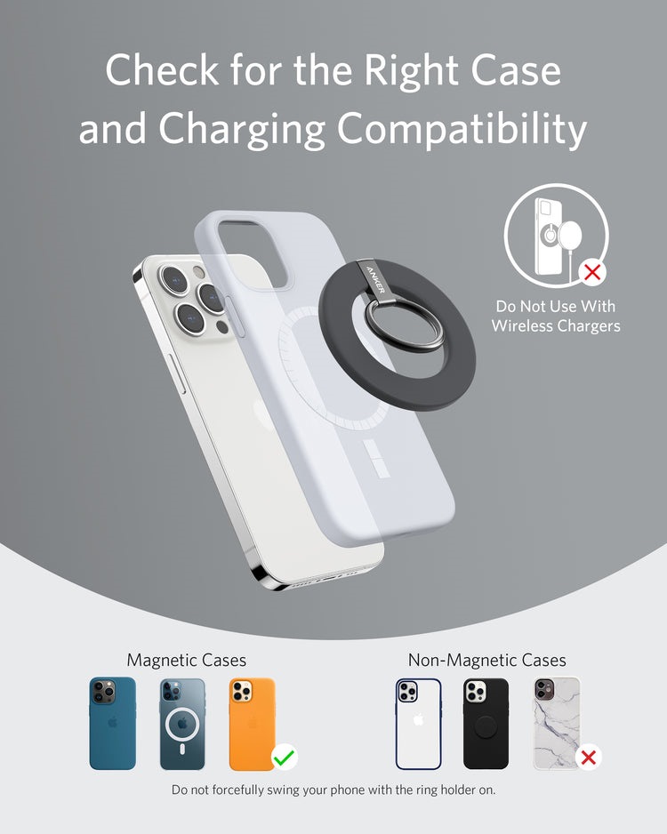 Black Anker 610 Magnetic Phone Grip ((MagGo) Wireless Chargers | IH599469U8