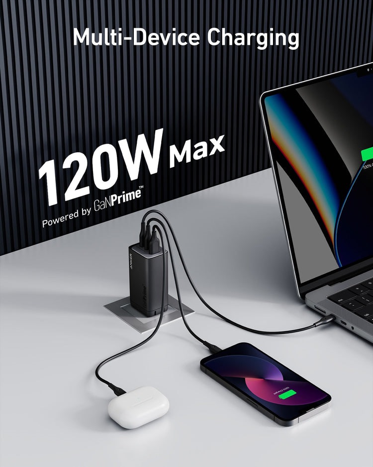 Black Anker 737 Charger ((GaNPrime 120W) Chargers | HD762586T7