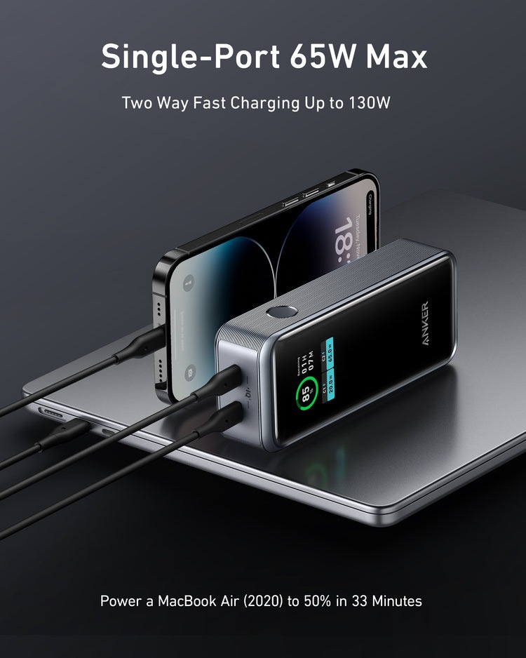 Black Anker Prime 12,000mAh Power Bank ((130W) Power Banks | TT124292I5