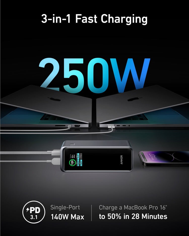 Black Anker Prime 27,650mAh Power Bank ((250W) Power Banks | PZ178687F4