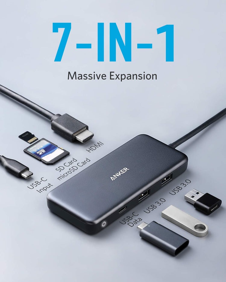 Grey Anker 341 USB-C Hub ((7-in-1) Hubs and Docks | LJ142944M4