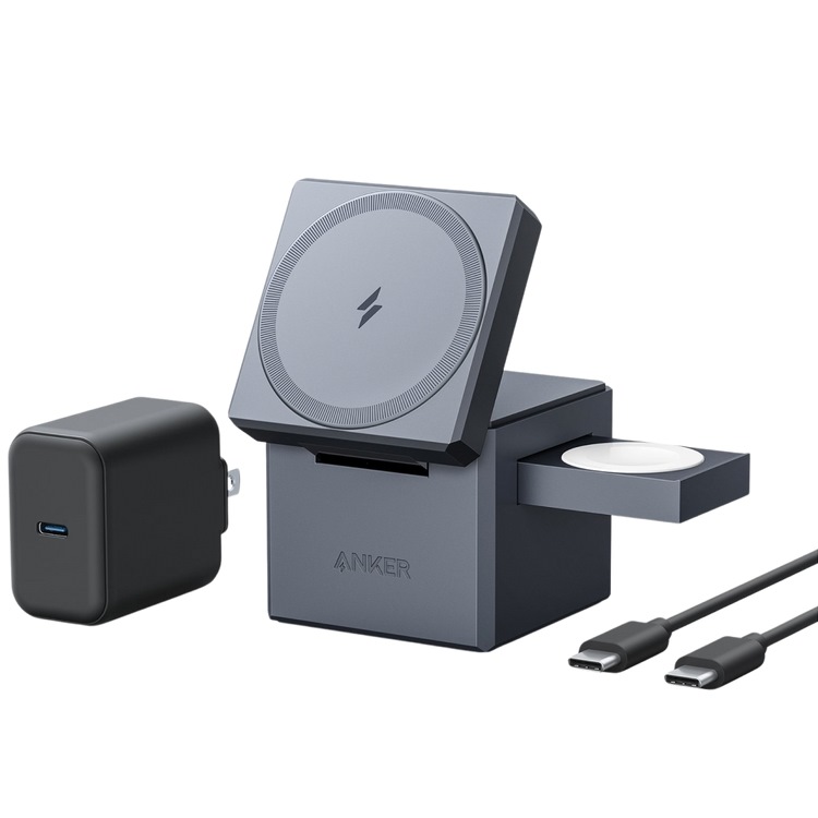 Grey Anker 3-in-1 Cube with MagSafe Wireless Chargers | KF532823M8