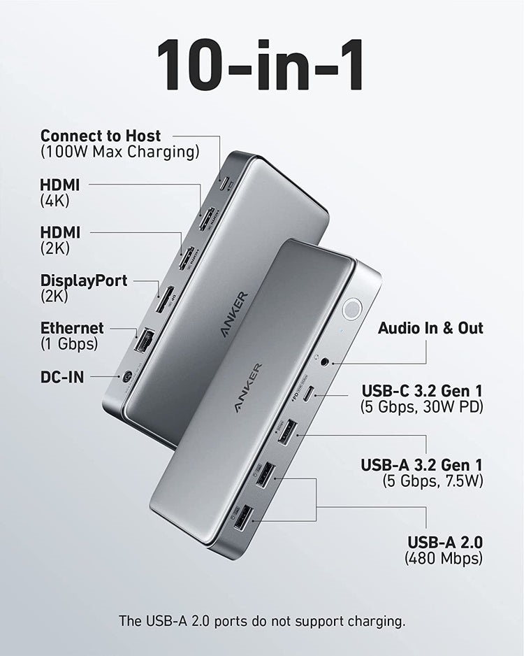 Grey Anker 563 USB-C Docking Station ((10-in-1) Hubs and Docks | VH306810Y6