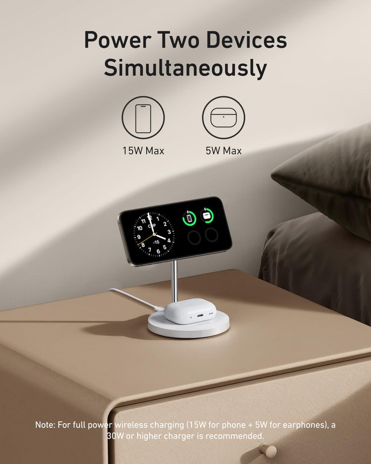 White Anker MagGo Wireless Charger ((2-in-1, Stand) Wireless Chargers | US451575S3