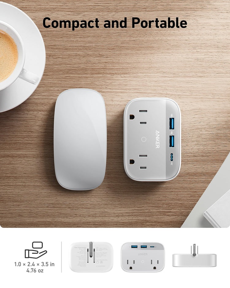 White Anker Outlet Extender ((5-in-1, 30W) AC Power | ML324092S0